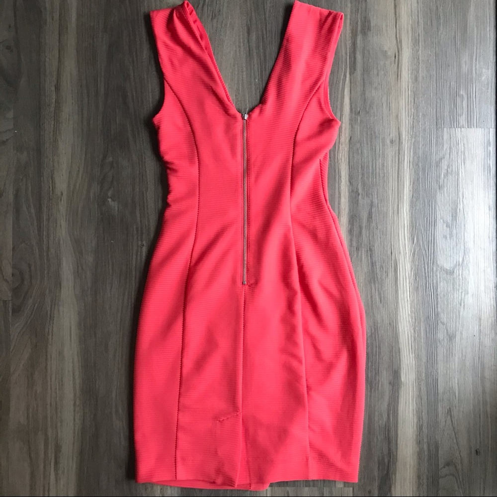 BOGO Express Gorgeous Coral Fitted Dress with Zipper - Picture 6 of 8